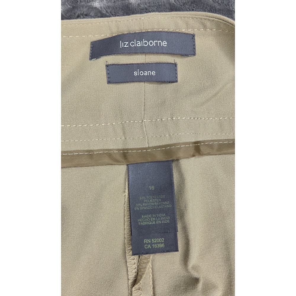 *NEW w/Tags Women's Liz Claiborne Size 16 Tan Stretch Sloane Wide Leg Pants - Picture 4 of 9
